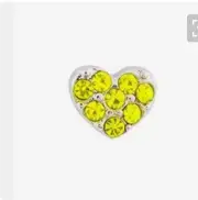 Authentic Origami Owl Silver Heart Charm With Yellow Crystals New