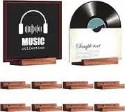 Weysat 10 Pcs Vinyl Wall Mount Wood Record Holder Wall Mount 4 Inch Album Display Shelf for Lp Cd Book Vintage Home Decor (Brick Red)