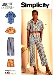 Simplicity 9610 Misses' Tops, Cropped Pants & Shorts Size 16-24 Sewing Pattern