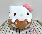 NEW RARE SQUISHY Sanrio Hello Kitty Hokkori Brown Mochimochi Round Plush - Japan