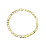 9kt Yellow Gold Silver Infused 21cm Curb Bracelet