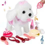 GOBRILLFUN Interactive Walking Plush Puppy Toy Dog, Realistic Wagging Tail Ro...