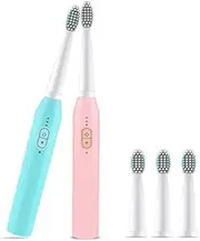 3 Brush Modes Essence Sonic Electric Wireless USB Rechargeable Toothbrush IPX7 Waterproof with 3 Toothbrush Head esh Breath & Healthier (Color : Blue)