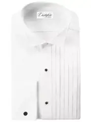 Cristoforo Cardi White Wingtip 100% Cotton French Cuff Tuxedo Shirt