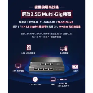 TP-Link TL-SG108-M2 8埠 100Mbps/1Gbps/2.5G交換器 桌上型Gigabit交換器