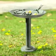 Gray Aluminum Whimsy Nature Frog Diver Trio Birdbath & Birdfeeder Garden Decor