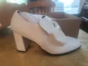 Womens Chunky Heel Ankle Boots Pointed Toe Booties Bow Slip Suede BRIDAL Size 7