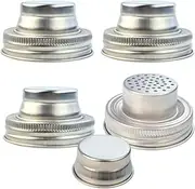 4 Pack of Stainless Steel Mason Jar Shaker Lids Caps for Cocktail,Dredge Flour,Mix Spices,Sugar, Salt, Peppers and More or Shake Drinks Cocktail-Fits Any Regular Mouth Mason Jar Canning Jar
