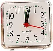 Pointer Alarm Clock Square Bedside Table Portable Battery Operated Timer, White, 5.8 x 5.5 x 2.2 cm