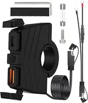 Motorcycle Handlebar Charger - Phone Charger for Motorcycle | Motorcycle Qualcomm Quick Charge, Motorcycle Handlebar Charger, Quick Disconnect ON Off Control, Double Port SAE to USB Adapter for Phone