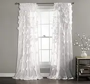 Lush Decor Riley Window Curtain, 84 by 54-Inch, White