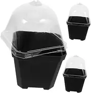 TOYANDONA 3 Sets Sturdy Plastic Nursery Pots with Humidity Dome Transparent Plant Pots for Indoor Gardening for Succulents and Ornamental Plants Durable Design with Drainage