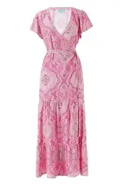 Melissa Odabash Paisley Blush Barrie Wrap Dress pink Size M