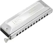 12 Hole 48 Tones Chromatic Harmonica Mouth Organ Key of C Reed Wind Instrument for Beginners Adults Music rs with Cleaning Cloth Storage Box Silver Silver One Size