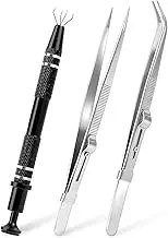 3 Pcs Gem Tweezers, Gem Holder Pick up Tool, Jewelry Tweezers Gemstone Tweezers Jewelry Grabber, Gem and Jewelry Tweezers Precision Tweezers, Stone Jewelry Locking Tweezers