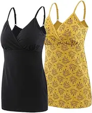 [Topwhere] Maternity Nursing Top Tank Cami, Women's Cotton Maternity Pajama Tops Sleep Bra for Breastfeeding