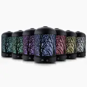 Aroma Diffuser Aromatherapy LED Night Light Iron Air Humidifier Black Forrest Pattern 160ml