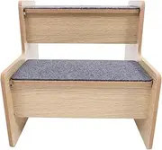 Hohopeti Luxurious Ladder 2 Step Wooden Stairs for Senior Dogs Portable Dog Ramps Safe Sturdy Accessory for Cats