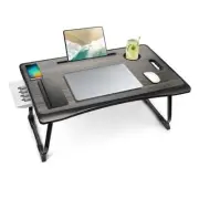 Laptop Bed Desk Tray Bed Table, Foldable Portable Lap Desk with Storage Black