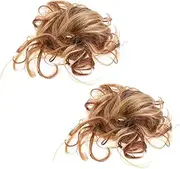 WOFASHPURET 2Pcs Ponytail Wig High Temperature Silk Fluffy Curly Hair Ties for Women Durable Elastic Hair Bands for Volume and Fullness Ponytails
