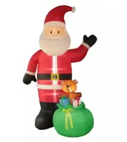 Winter Wonder Lane Airblown 15' Santa Clause w/ Teddy Bear & Gift Bag LED Lights