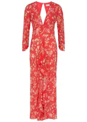 Rixo Rose Floral-print Silk Midi Dress - Red - 10 (UK10 / S) 10 (UK10 / S)