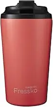 made by Fressko Reusable Coffee Cup - Stainless Steel Insulated Mug - Leak Proof Travel Cup for Hot/Cold Drinks - 3 Hr Heat Retention - Fits Car Holders & Coffee Machines - Watermelon - 16oz 450ml