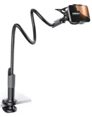 Gooseneck Phone Holder for Bed - Cell Phone Mount Clamp Clip, Flexible Black