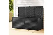 Gardeon Outdoor Storage Box 390L Container Lockable Garden Bench Shed Tools Toy All Black