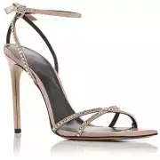 ALEXANDRE BIRMAN Vernice Open Toe Ankle Strap Heels Women's 36/6US Rose Beige