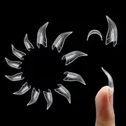 Nail Tips Curved Stiletto, Clear Gel x Extension kit Half Covel to Make Press on 3D Eagle Claw nails, Thick Extra Hawk Deep Curve Almond French Tips Soft False Fake Acrylic Nail 504pc 12 Size