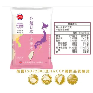 三好米外銷日本珍饌米2.5Kg(一等米)