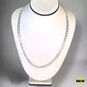 NEW 7.1mm Curb Chain in Solid .925 Sterling Silver - 24" (TRP036975)