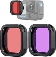 YALLSAME 2-Pack Underwater Filter for GoPro Hero 13 Black, Red & Magenta Lens Filter Set for GoPro 13, Ideal for Snorkeling/Shallow Dive Photography Color Correction