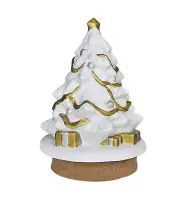 Candle Topper White and Gold Christmas Tree Jar Candle Capper New no Box