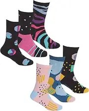 [Undercover] Kids Girls Boys Bamboo Breathable Everyday Fun Pattern Socks (6 Pairs)