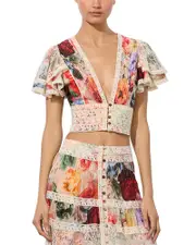 Alice and Olivia Keely Flutter Sleeve Top