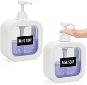 Segbeauty Shampoo and Conditioner Bottles, 2Pcs 500ml Hand Soap Dispenser, Dish Soap Dispenser in Plastic, Empty Pump Bottle with Labels, Kitchen Soap Dispenser Set, Kitchen Decor (White)