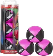 Duncan Toys Juggling Balls, Multicolor, Vinyl Shells, Circus Balls with 4 Panel Design, Plastic Beans, 3 Pack, Black & Pink