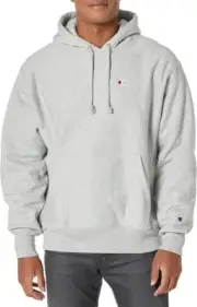 Champion Men's Hoodie, Reverse Weave, Fleece Pullover Sweatshirt Oxford Grey