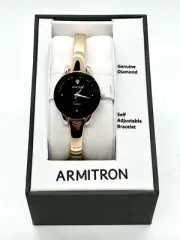 Armitron Ladies Watch Diamond 72-5327BKRGWM Cuff Wrist Watch Black Face
