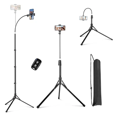 Eicaus 87'' Tall Phone Tripod with Flexible Gooseneck, Portable Tripod for Ce...