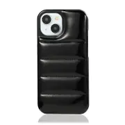 For iPhone 15 Pro Laser Aurora Down Jacket All-inclusive Phone Case - Black