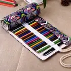 Pencil Pouch Bag 12/36/48/72 Holes Canvas Roll Up Pen Case Holder Kids Gift