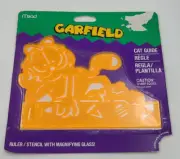 Mead Garfield Cat Guide Ruler/Stencil With Magnifying Glass Orange - New