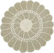 Beaded Round Placemats for Dining Table Silver White Color Pk of 2 13in