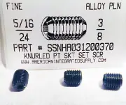 5/16-24x3/8 Hex Socket Set Screws Knurled Point Alloy Steel (10)