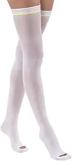 JOBST Anti-Em/GP Seamless Compression Stockings, 18 mmHg, Thigh High, Open Toe, White, Box (6 Pair), Small Short