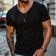 Men's 100% Cotton T shirt Tee Tee Top Plain V Neck Street Vacation Short Sleeves Clothing Apparel Fashion Designer Classic
