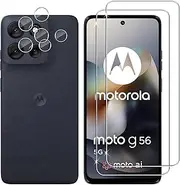[2+2 Pack] Compatible with Motorola G56 5G 2025 Screen Protector + Camera Lens Protector Tempered Glass, 9H Hardness Anti-scratch Anti-fingerprint Tempered Film for Moto G56 (Clear)